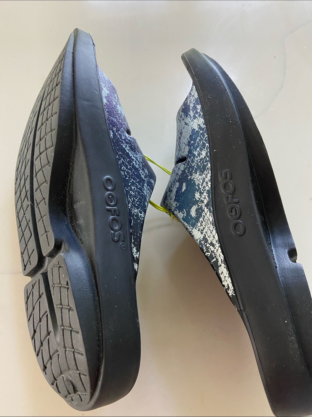 Women's Black Slides with blue Marble - Casual Comfort - Picture 13 of 15